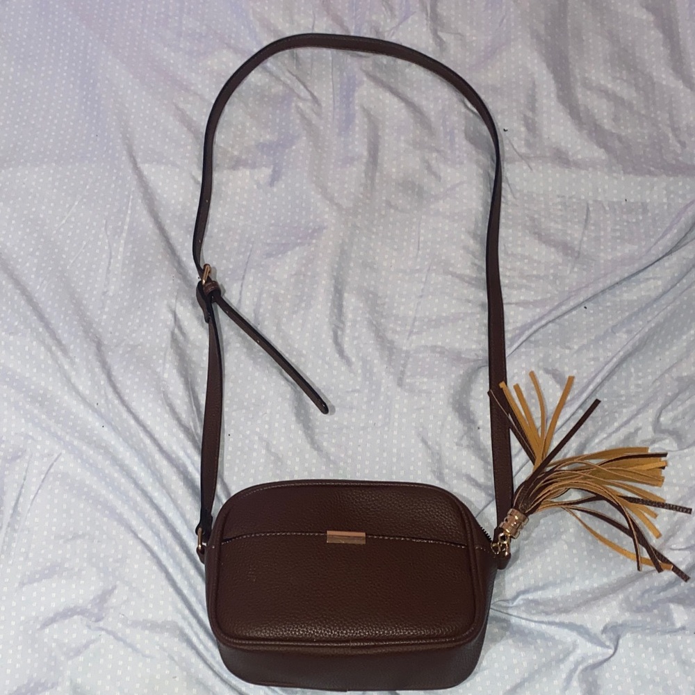 Brown Crossbody Bag with Tassel